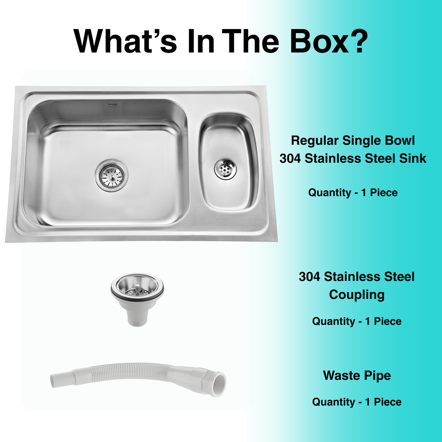 Regular Series Single Bowl with Vegetable Bowl 304 Grade Kitchen Sink (32" x 20" x 8")