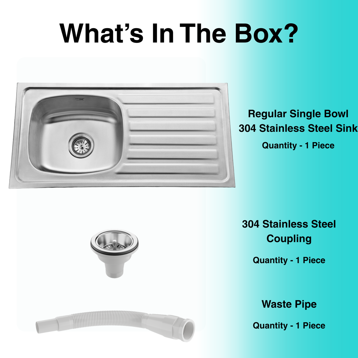 Regular Series Single Bowl With Single Drain 304 Grade Kitchen Sink (36" x 18" x 8")
