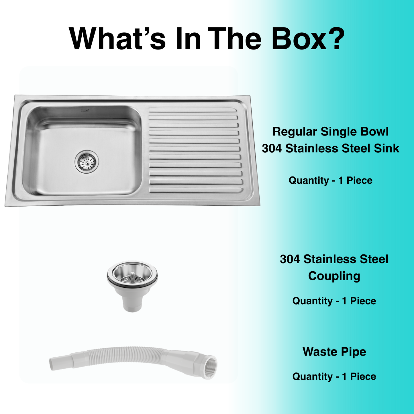 Regular Series Single Bowl With Drainboard 304 Grade Kitchen Sink (40" x 20" x 8")