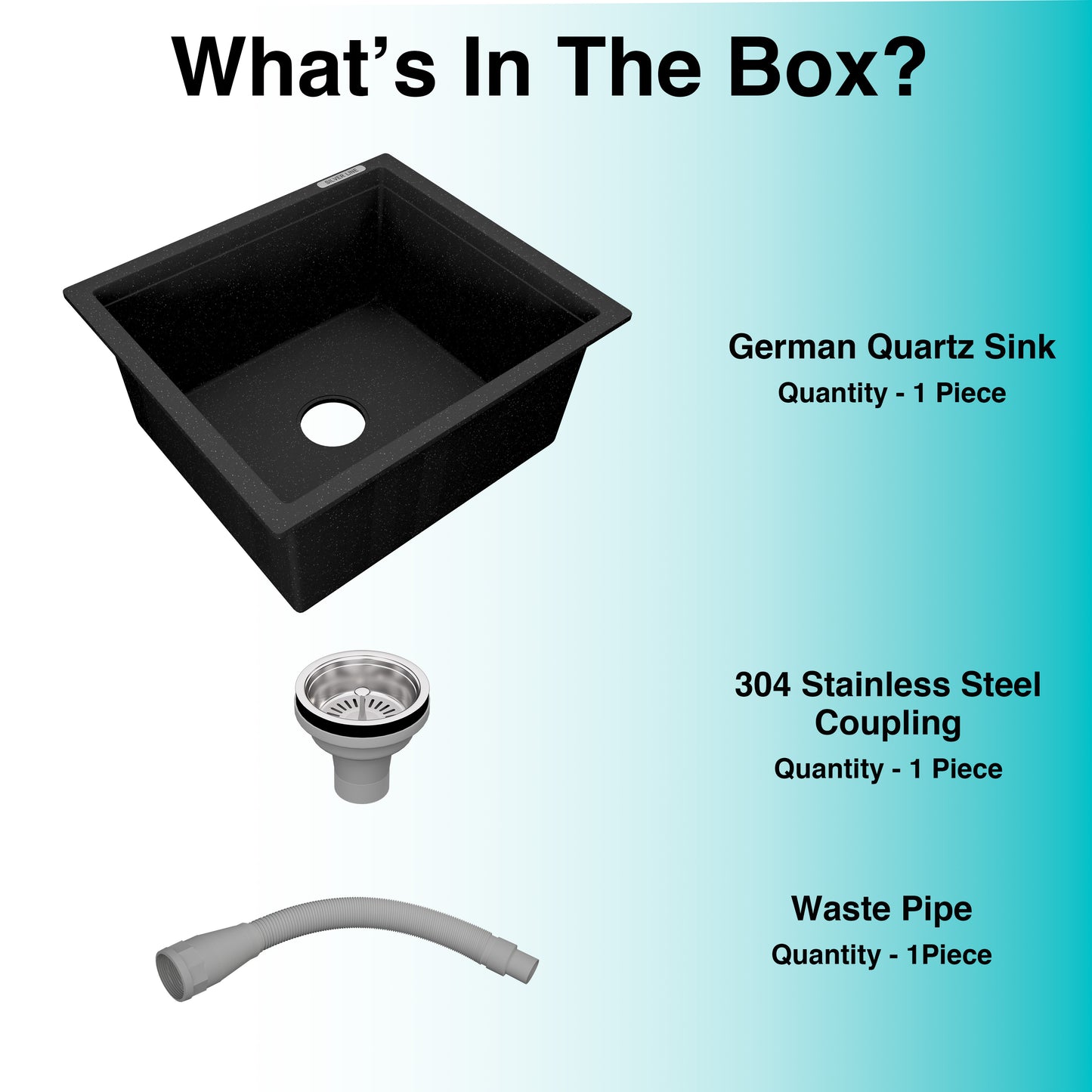 German Quartz Single Bowl Kitchen Sink - Starry Night (18" x 16" x 8")