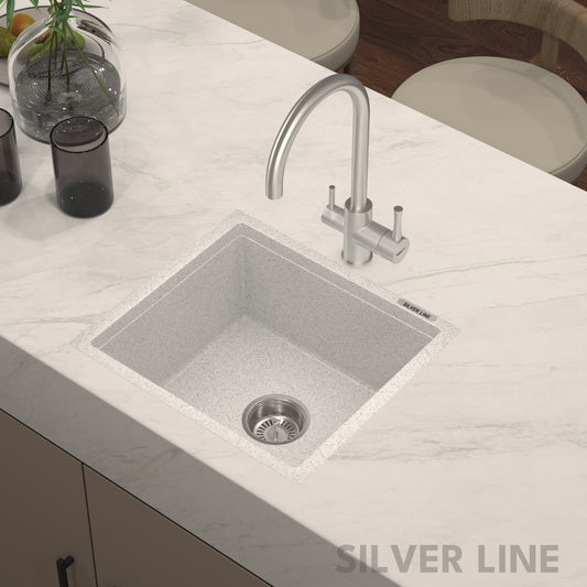 German Quartz Single Bowl Kitchen Sink - Crater (18" x 16" x 8")