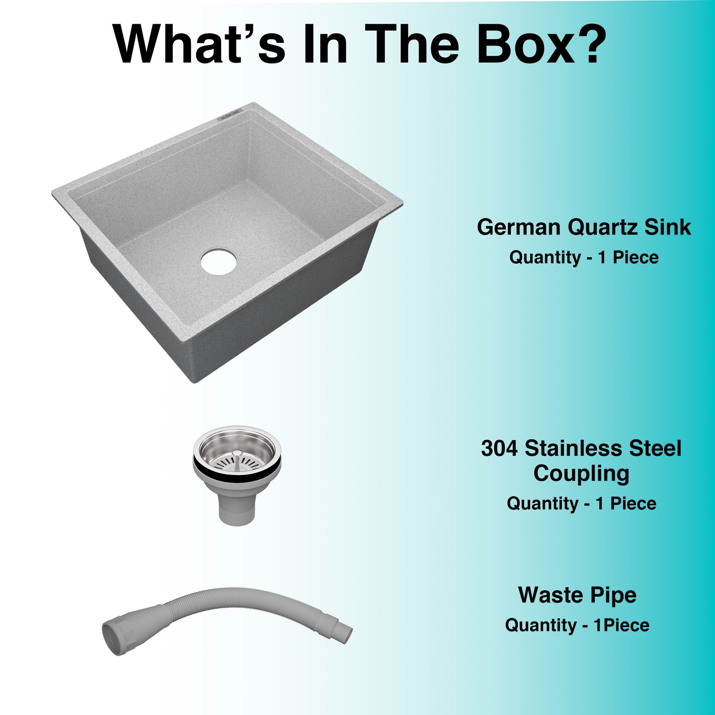 German Quartz Single Bowl Kitchen Sink - Crater (21" x 18" x 8")