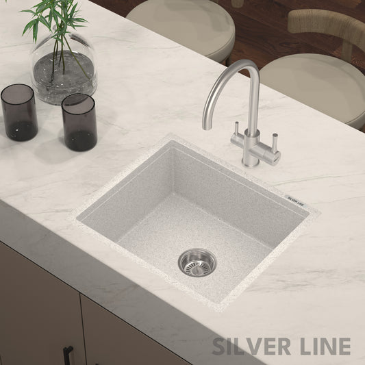 German Quartz Single Bowl Kitchen Sink - Crater (21" x 18" x 8")