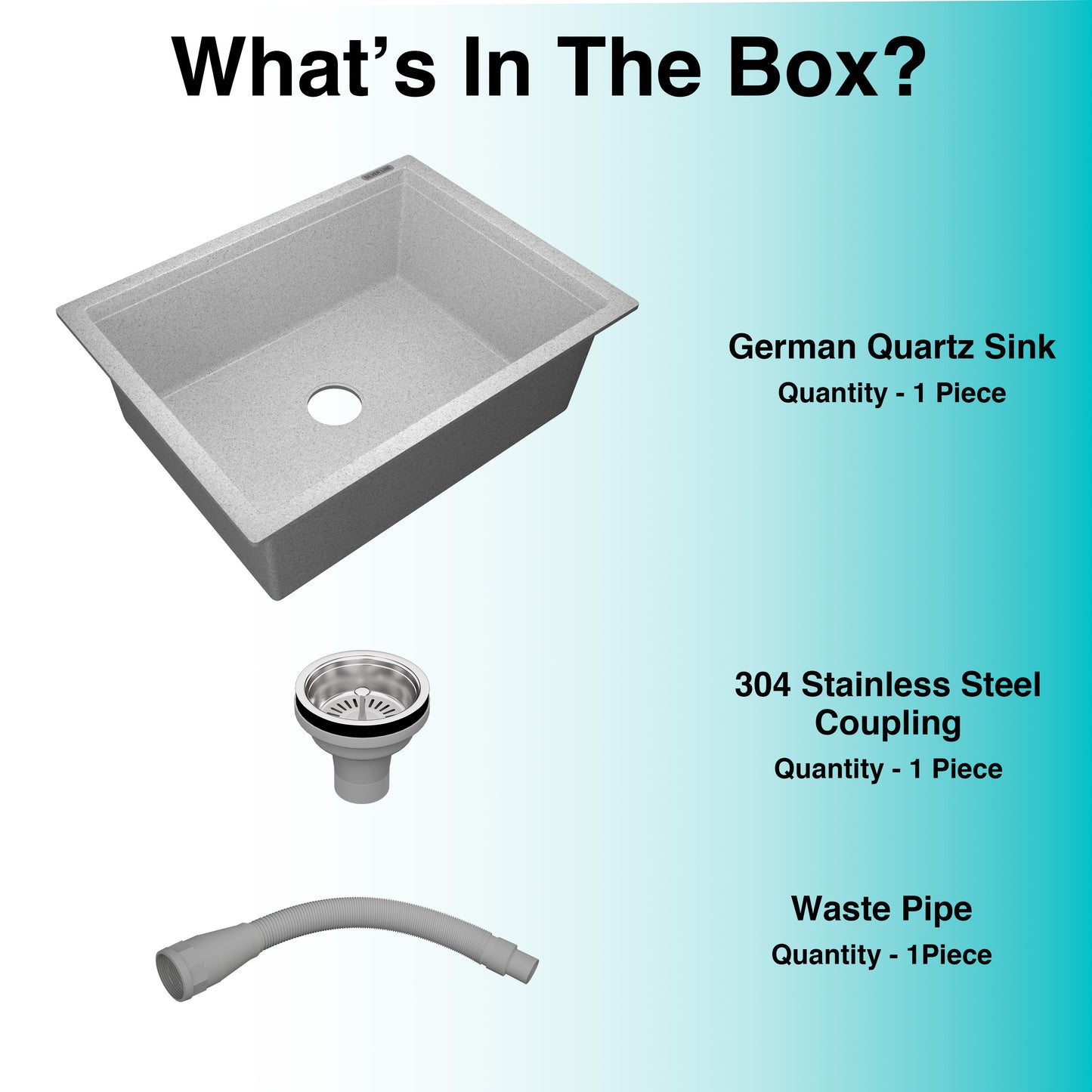 German Quartz Single Bowl Kitchen Sink - Crater (24" x 18" x 8")