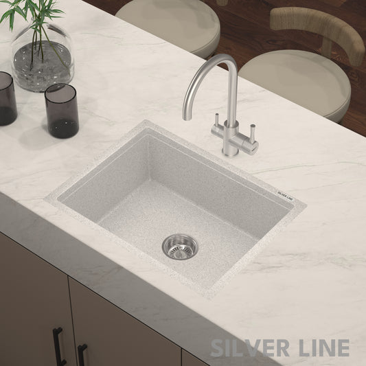 German Quartz Single Bowl Kitchen Sink - Crater (24" x 18" x 8")