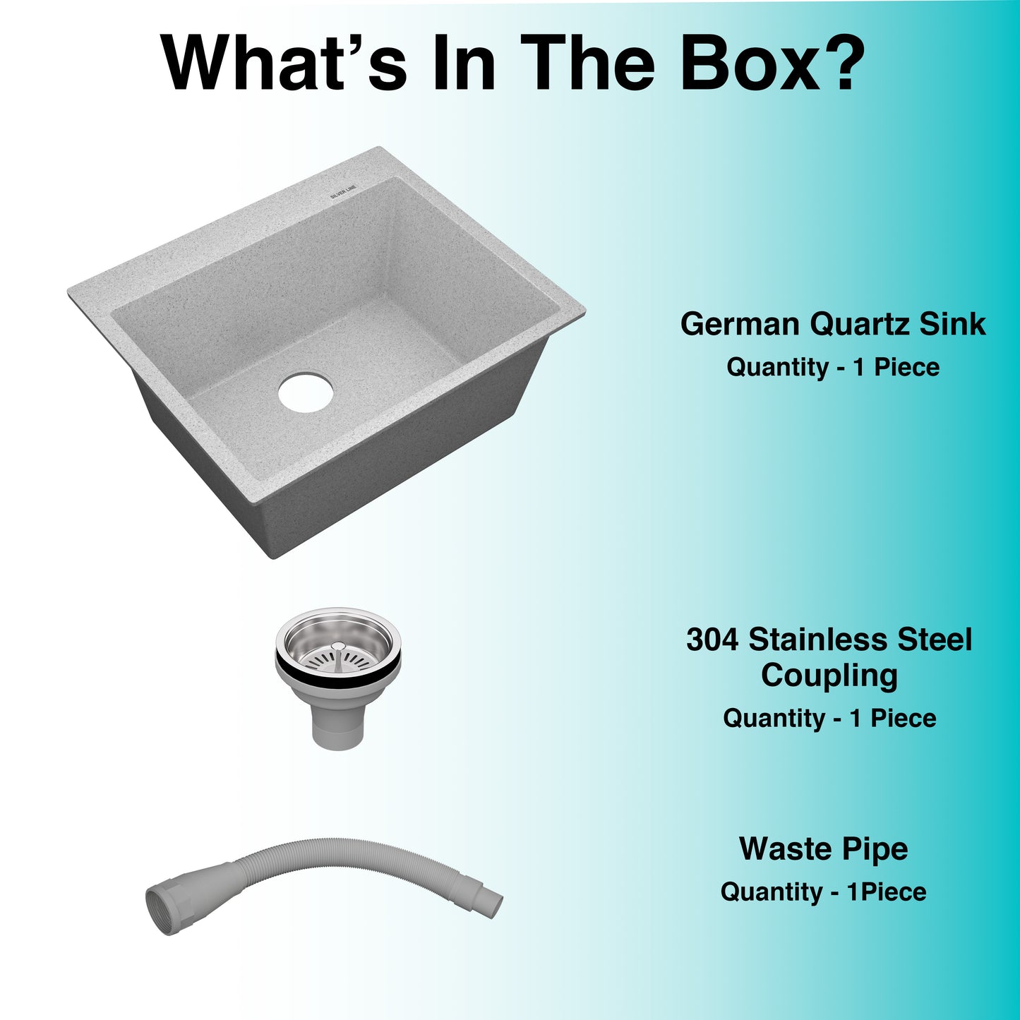 German Quartz Single Bowl Kitchen Sink with Faucet Deck- Crater (24" x 20" x 9")
