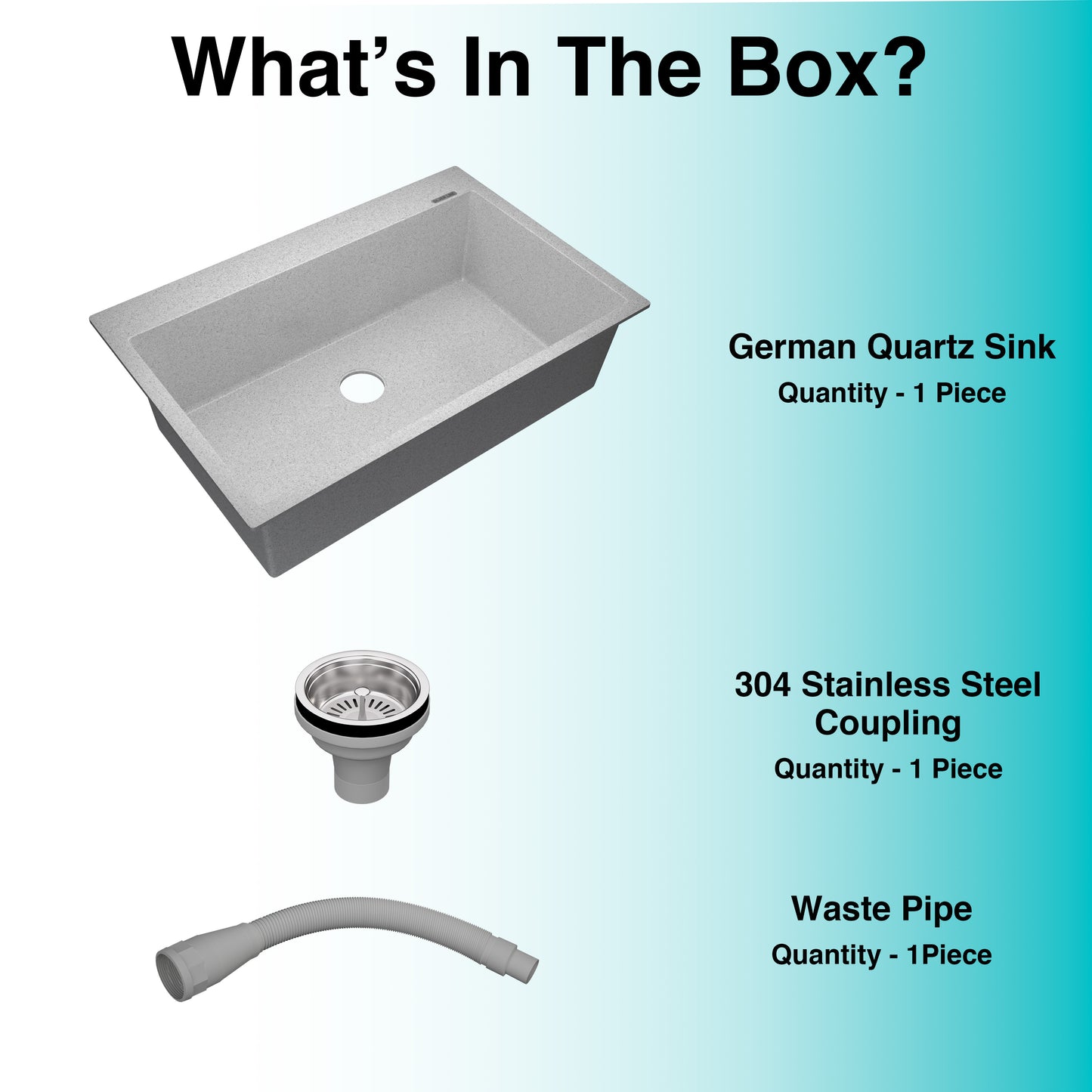 German Quartz Single Bowl Kitchen Sink with Faucet Deck- Crater (31" x 20" x 9")