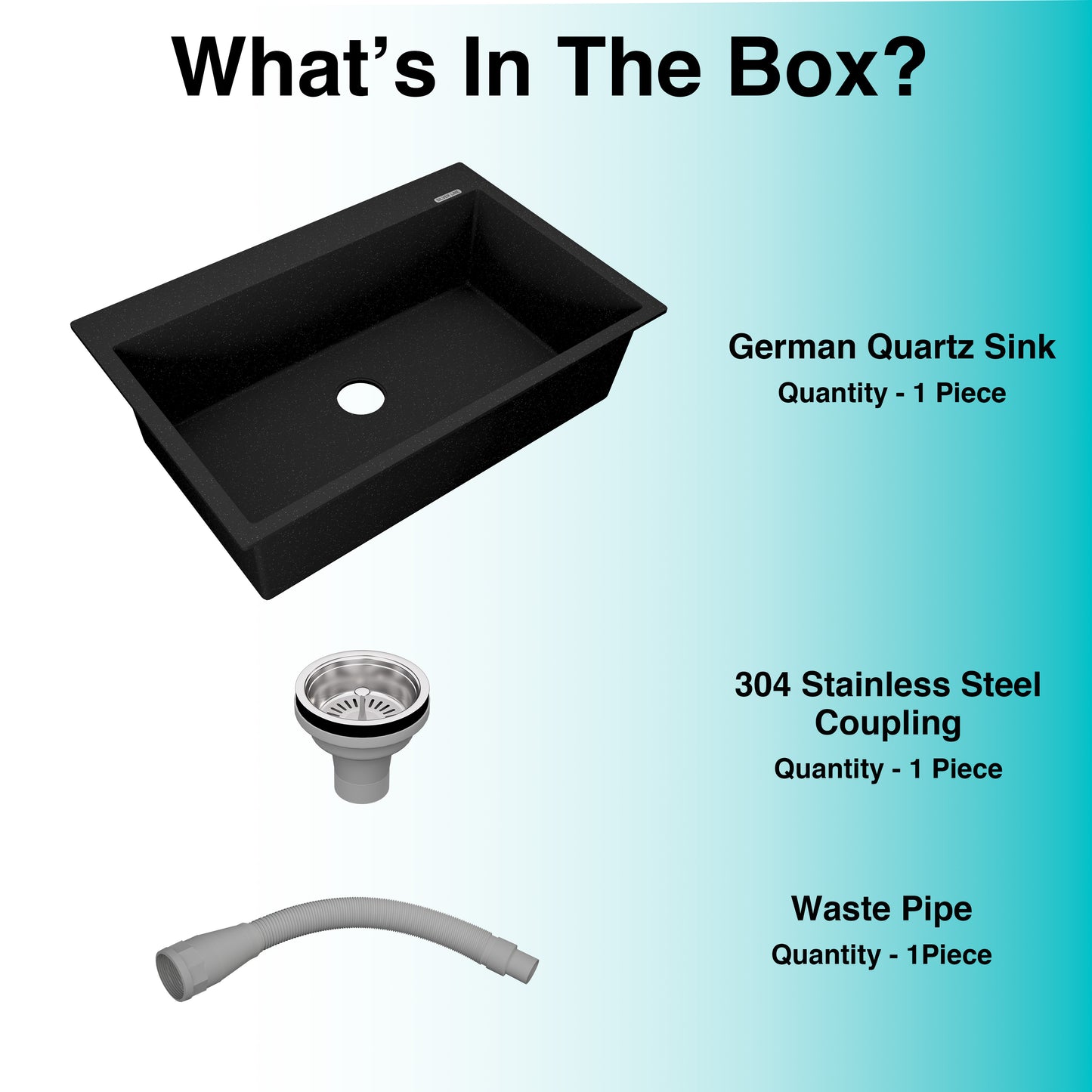 German Quartz Single Bowl Kitchen Sink with Faucet Deck- Starry Night (31" x 20" x 9")