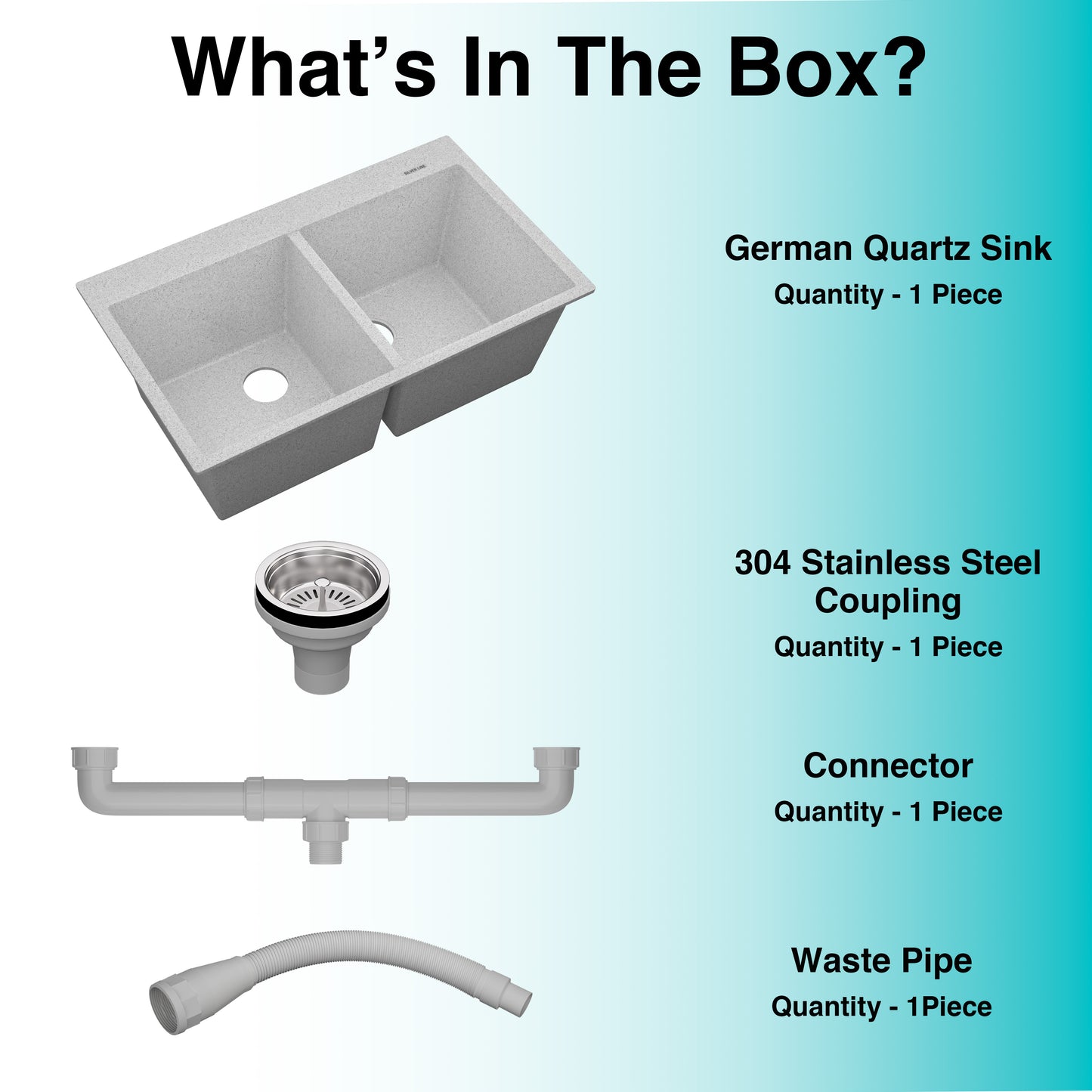 German Quartz Double Bowl Kitchen Sink with Faucet Deck - Crater (34" x 20" x 9")