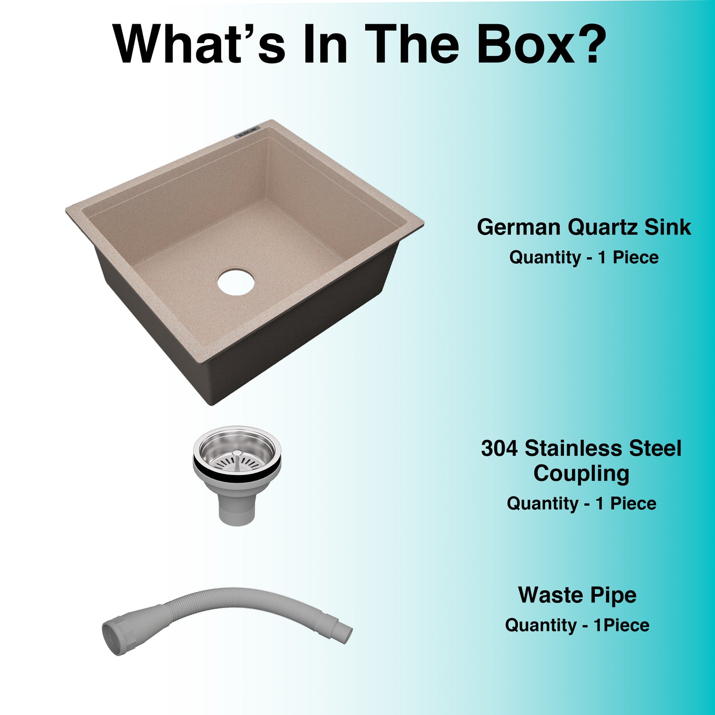 German Quartz Single Bowl Kitchen Sink - Cornflakes (21" x 18" x 8")