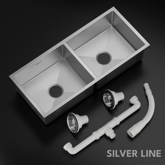 Handmade Double Bowl 304 Grade Kitchen Sink (45" x 20" x 9")