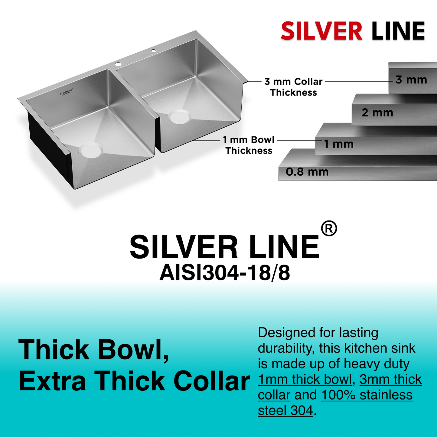 Handmade Double Bowl with Faucet Deck 304 Grade Kitchen Sink (40" x 20" x 9")