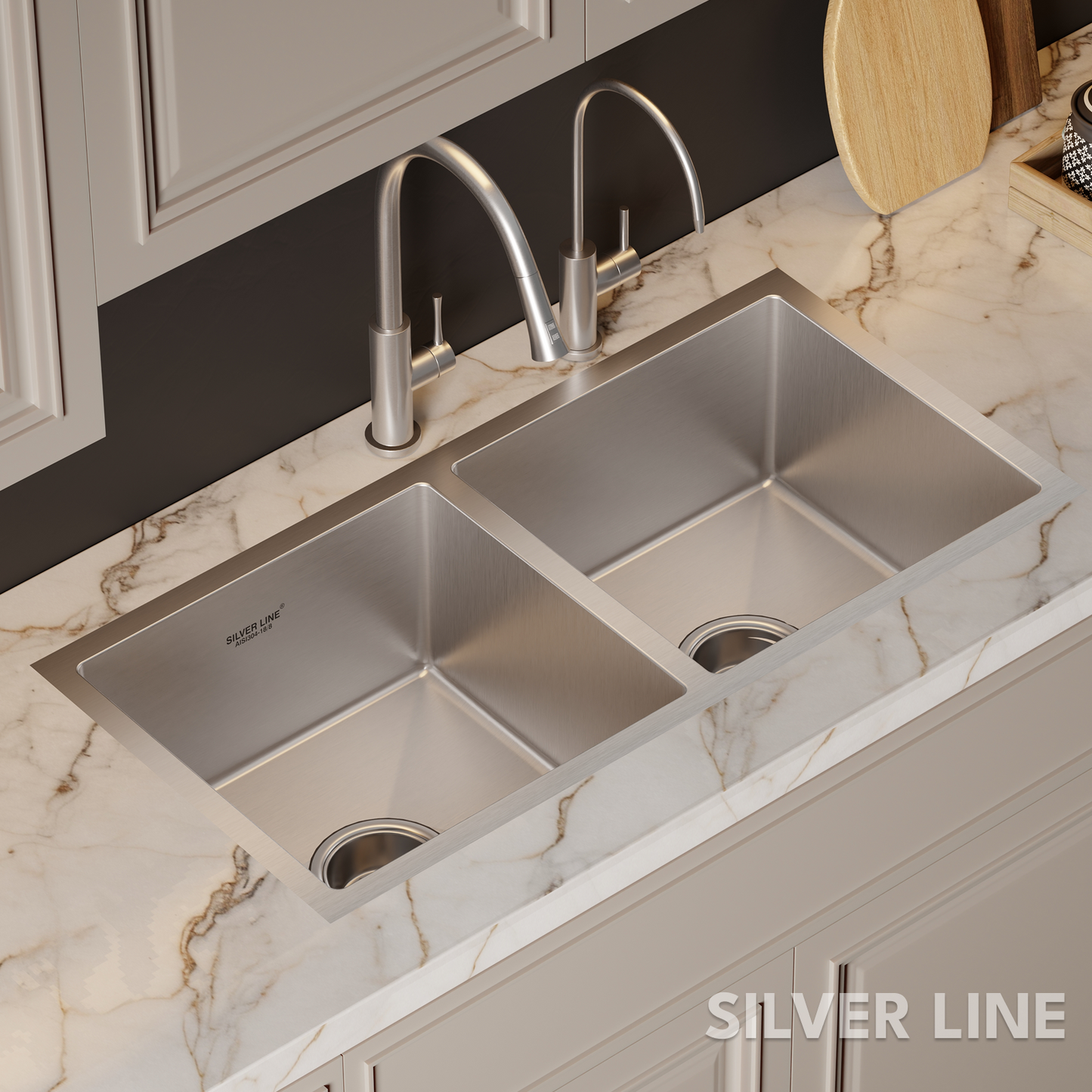 Handmade Double Bowl 304 Grade Kitchen Sink (37" x 18" x 9")