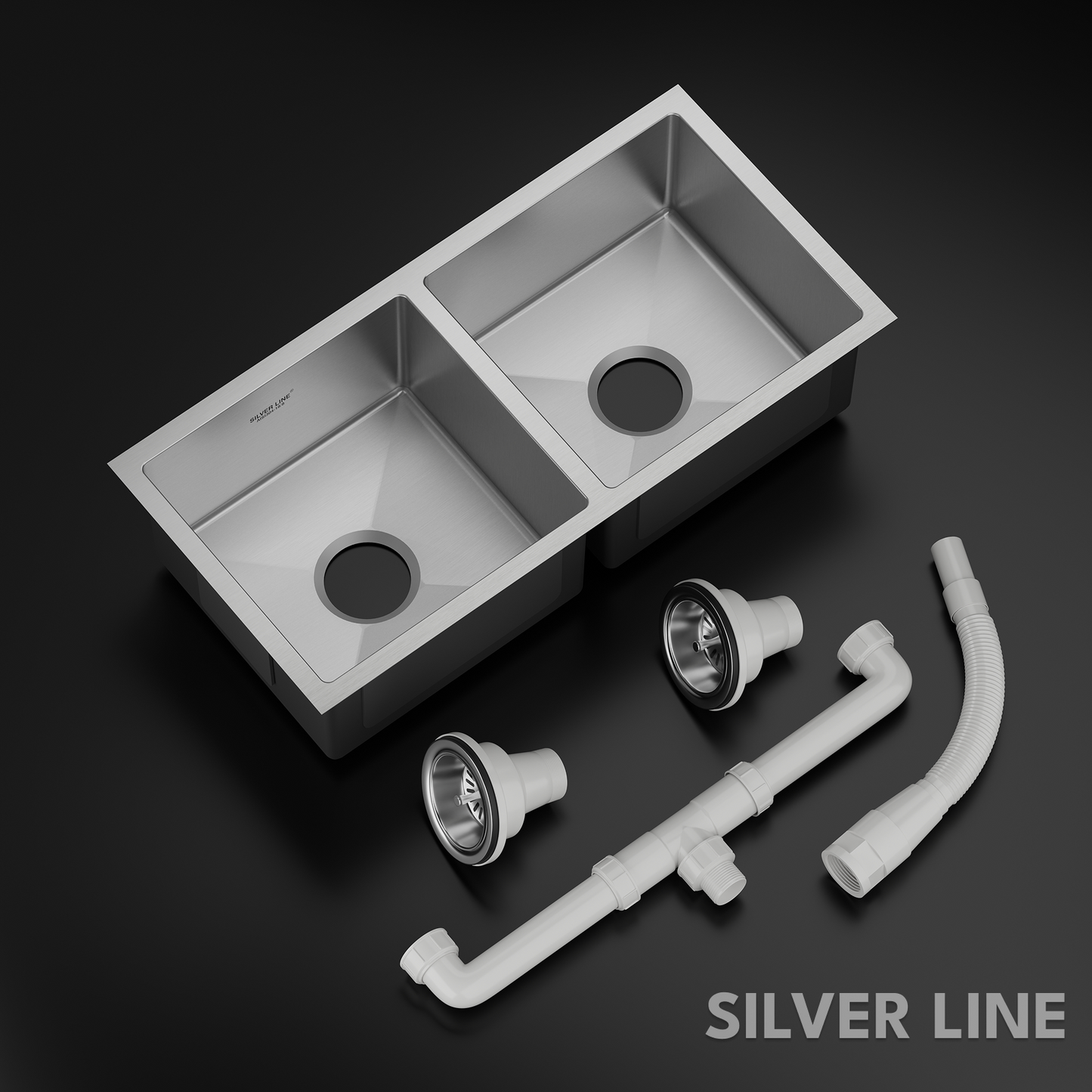 Handmade Double Bowl 304 Grade Kitchen Sink (37" x 18" x 9")