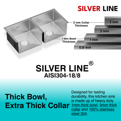 Handmade Double Bowl 304 Grade Kitchen Sink (37" x 18" x 9")