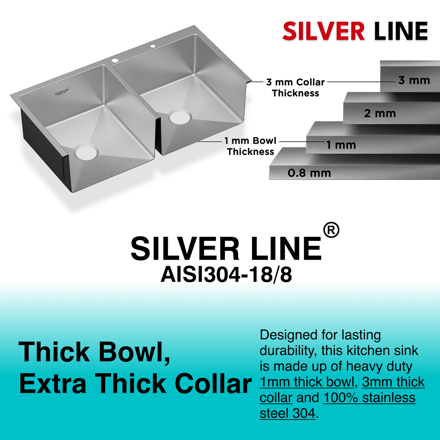 Handmade Double Bowl with Faucet Deck 304 Grade Kitchen Sink (42" x 20" x 9")