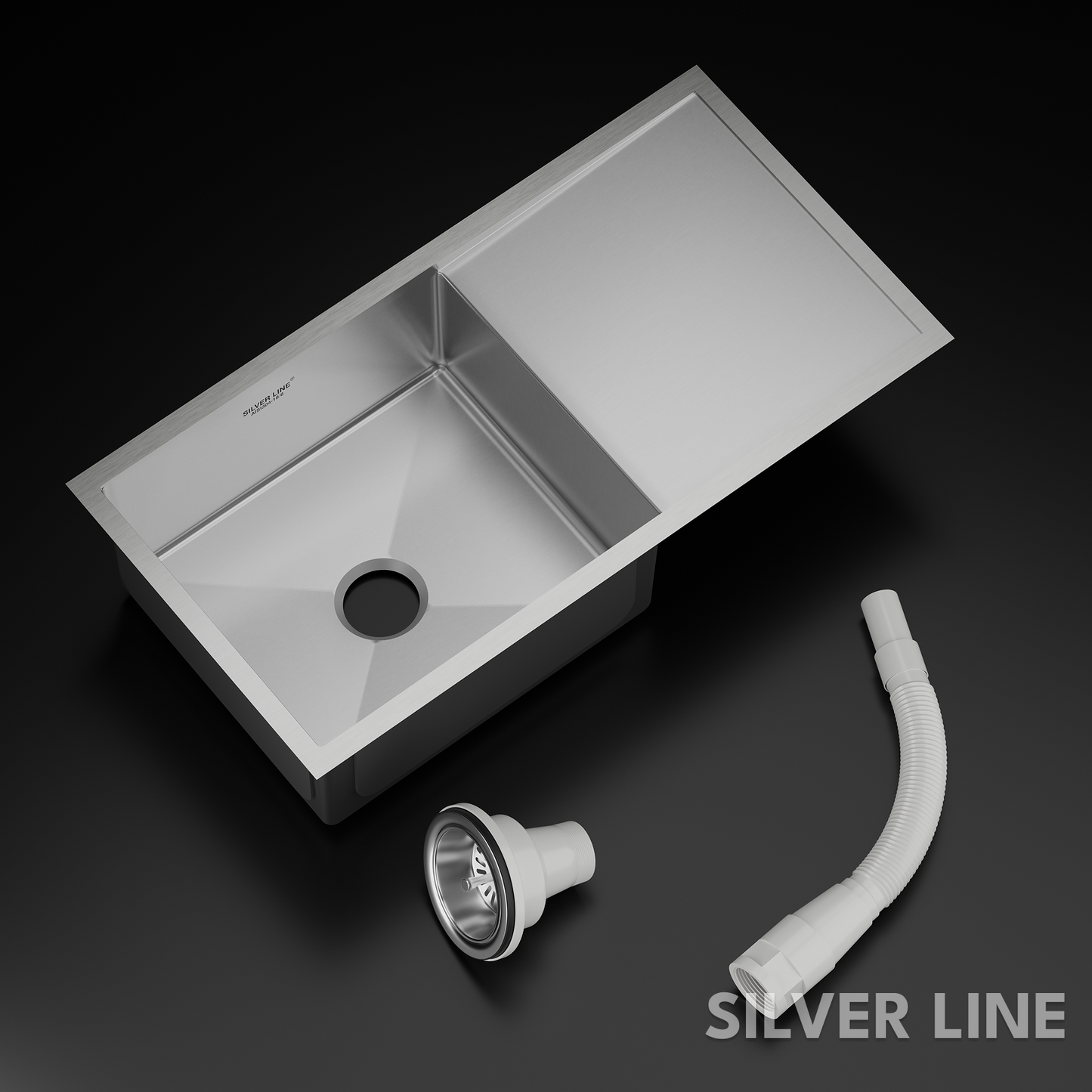 Handmade Single Bowl with Drainboard 304 Grade Kitchen Sink (36" x 20" x 9")