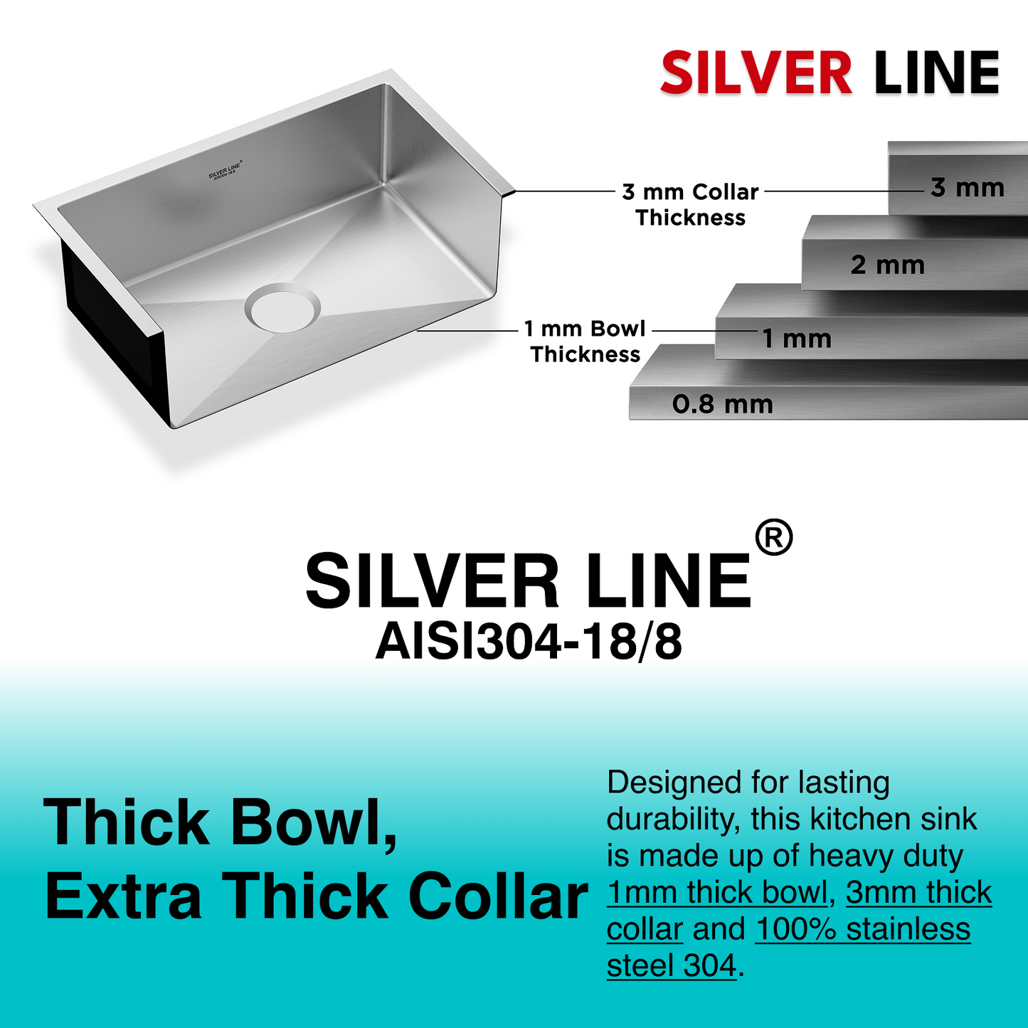 Handmade Single Bowl 304 Grade Kitchen Sink (30" x 18" x 9")