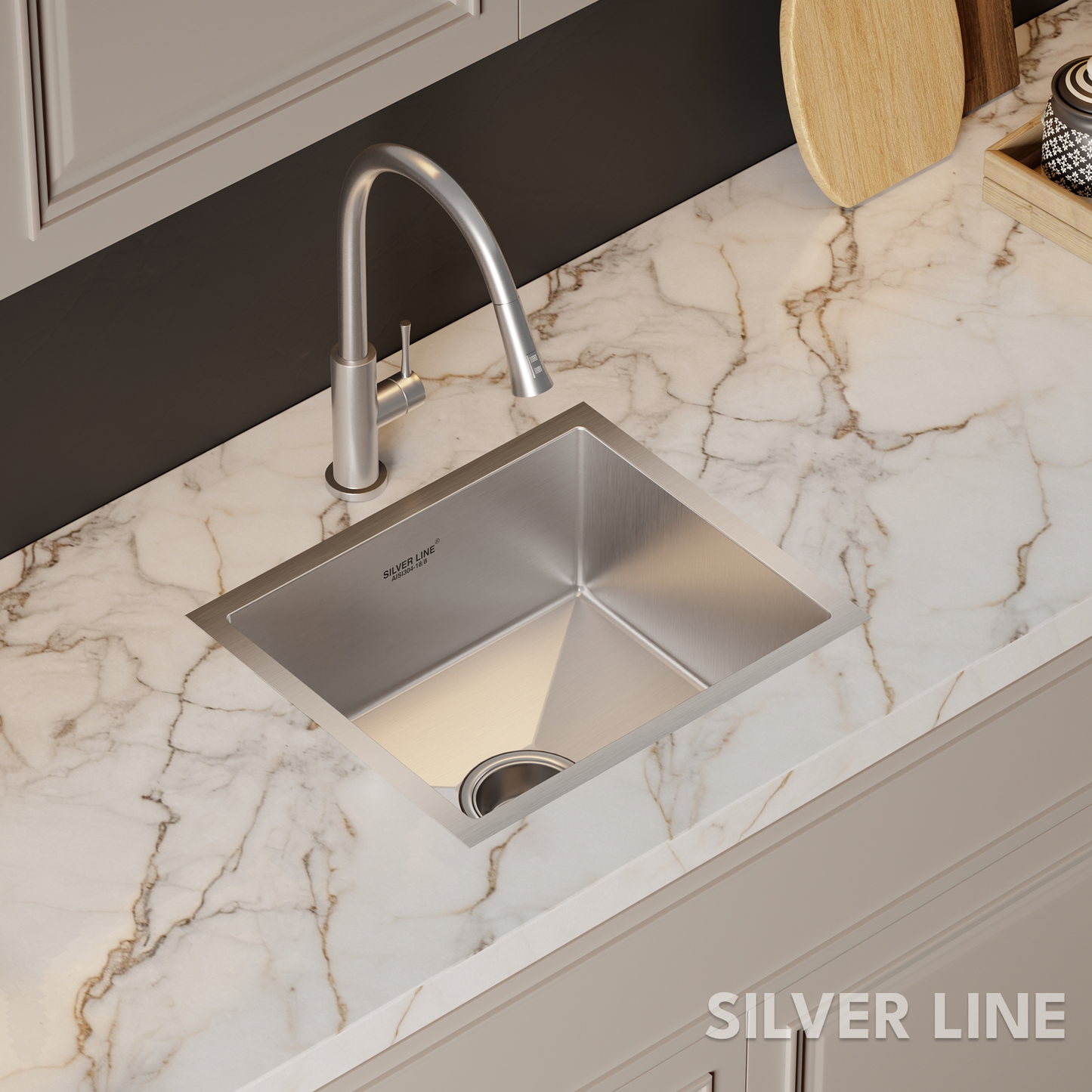 Handmade Single Bowl 304 Grade Kitchen Sink (18" x 16" x 9")