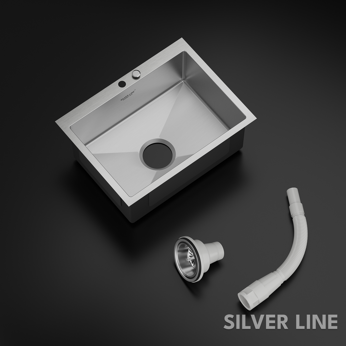 Handmade Single Bowl with Faucet Deck 304 Grade Kitchen Sink (24" x 18" x 9")