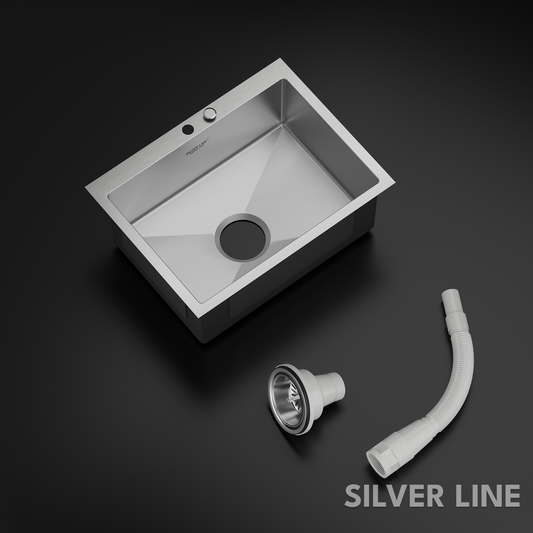 Handmade Single Bowl with Faucet Deck 304 Grade Kitchen Sink (24" x 18" x 9")