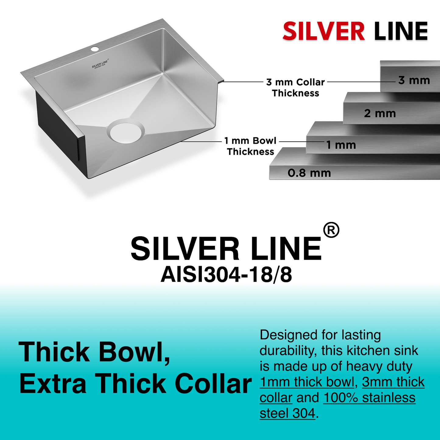 Handmade Single Bowl with Faucet Deck 304 Grade Kitchen Sink (24" x 18" x 9")