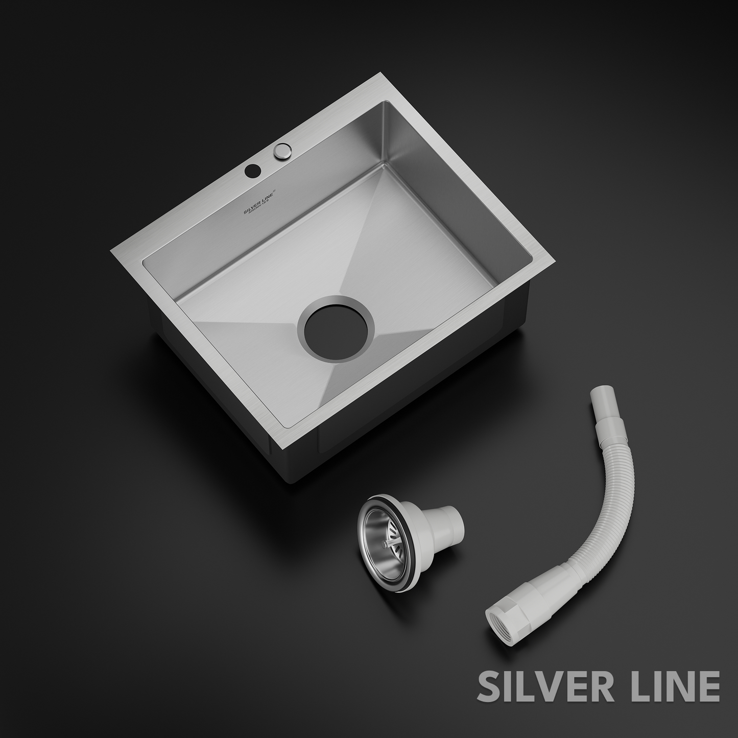 Handmade Single Bowl with Faucet Deck 304 Grade Kitchen Sink (24" x 20" x 9")