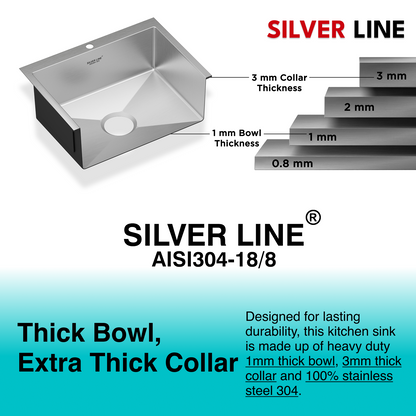 Handmade Single Bowl with Faucet Deck 304 Grade Kitchen Sink (24" x 20" x 9")