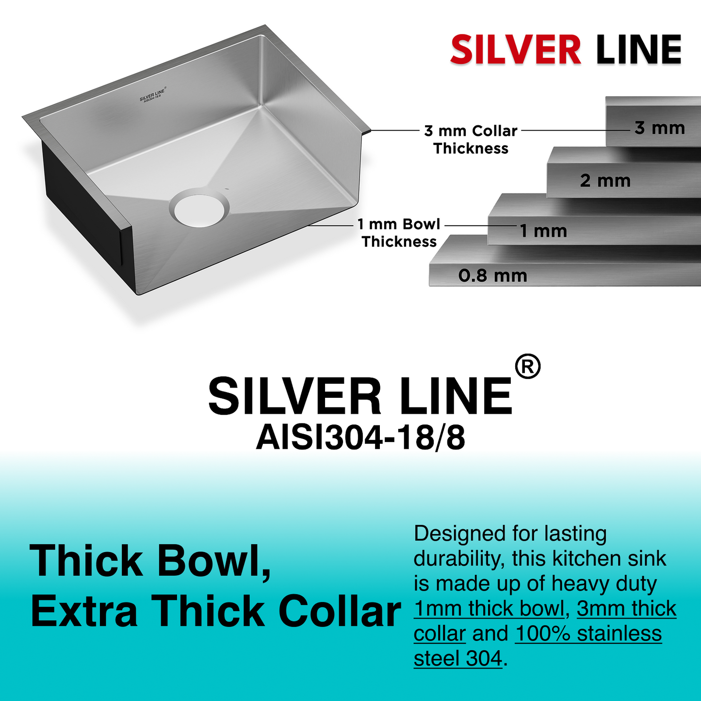 Handmade Single Bowl 304 Grade Kitchen Sink (26" x 20" x 9")