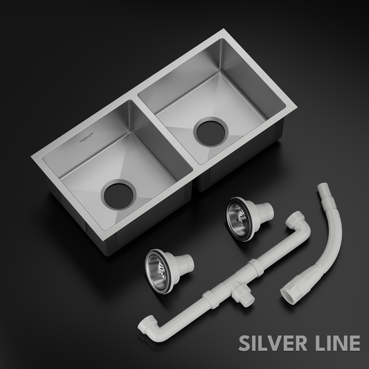 Handmade Double Bowl 304 Grade Kitchen Sink (32" x 18" x 9")