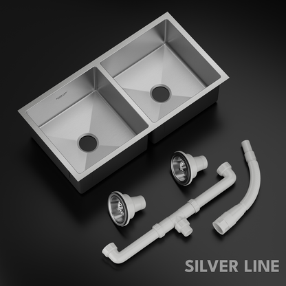 Handmade Double Bowl 304 Grade Kitchen Sink (40" x 20" x 9")