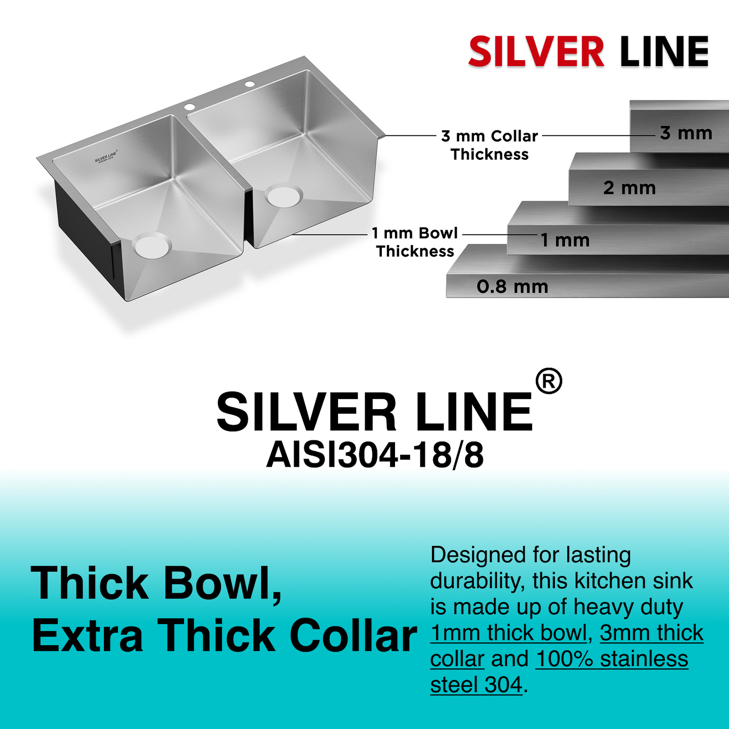 Handmade Double Bowl with Faucet Deck 304 Grade Kitchen Sink (34" x 20" x 9")