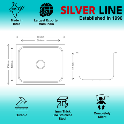 Regular Series Single Bowl 304 Grade Kitchen Sink (22" x 18" x 9")