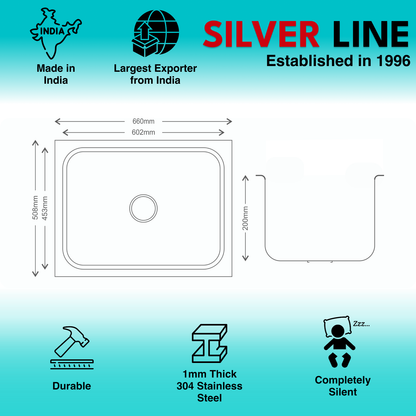 Regular Series Single Bowl 304 Grade Kitchen Sink (26" x 20" x 9")