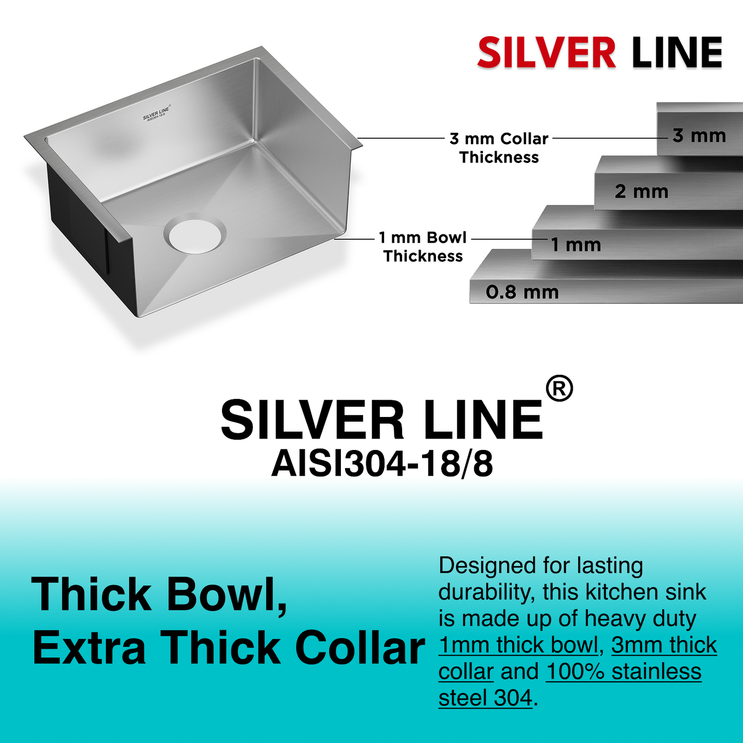 Handmade Single Bowl 304 Grade Kitchen Sink (24" x 18" x 10")