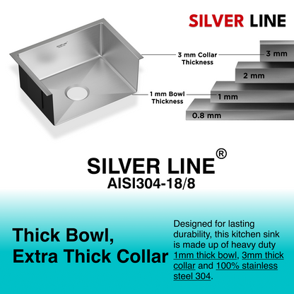 Handmade Single Bowl 304 Grade Kitchen Sink (24" x 18" x 10")