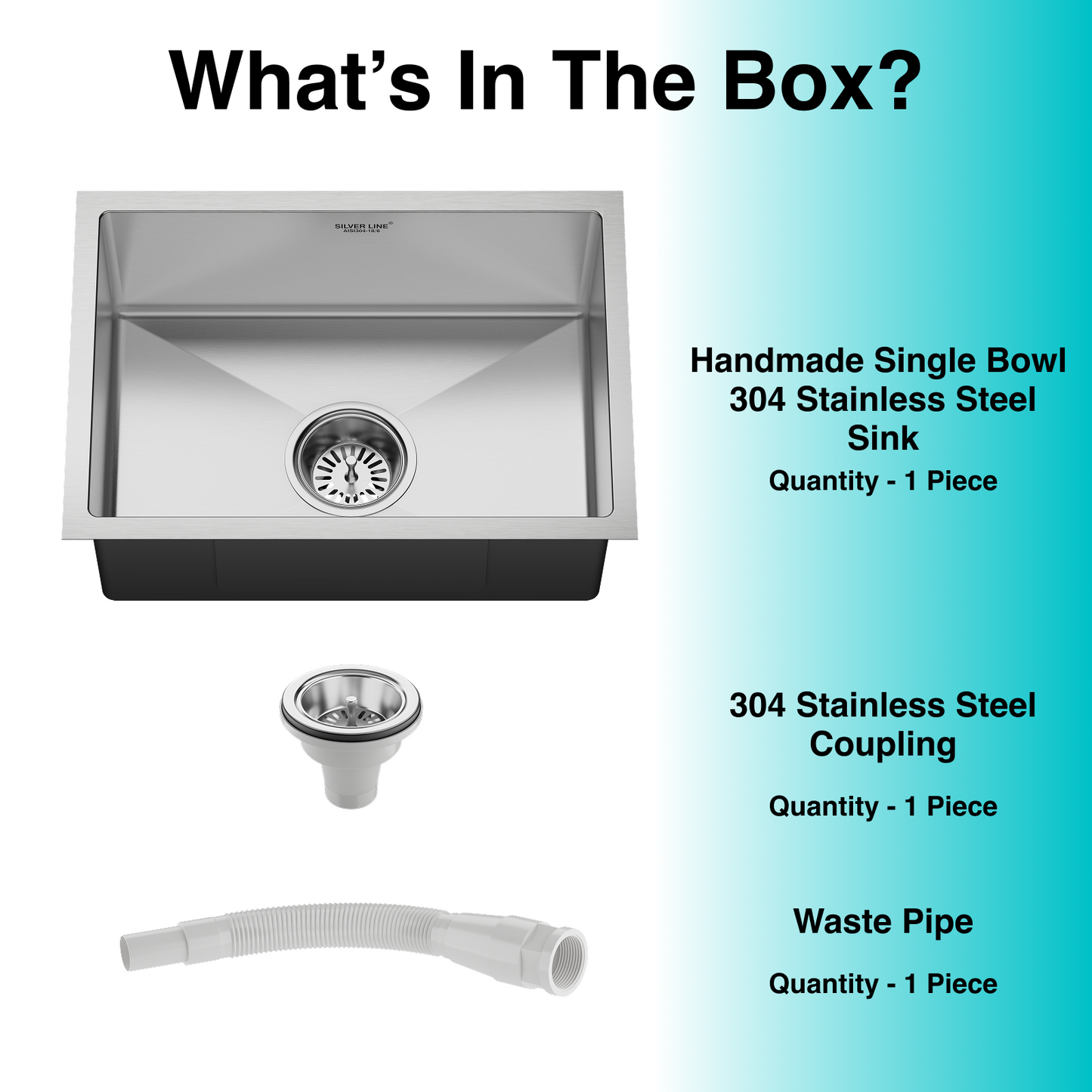 Handmade Single Bowl 304 Grade Kitchen Sink (24" x 18" x 10")
