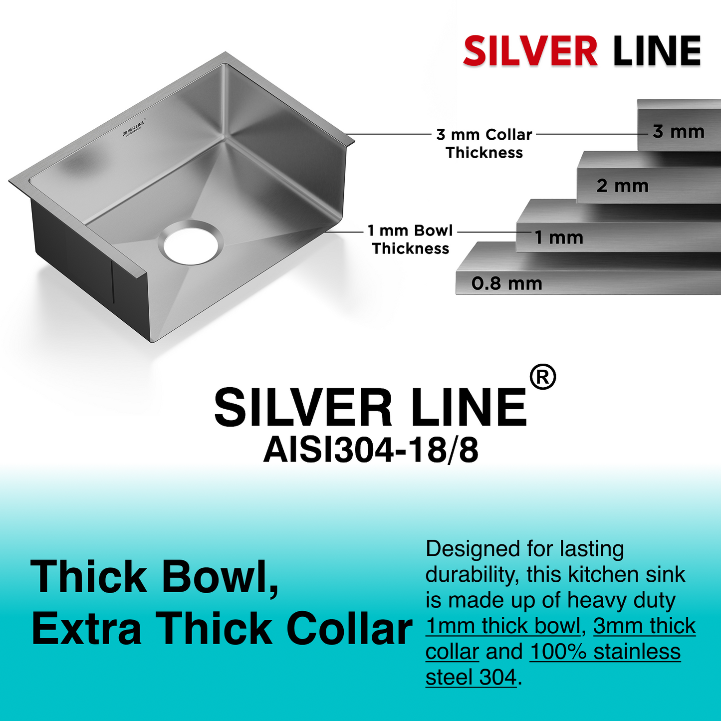 Handmade Single Bowl 304 Grade Kitchen Sink (24" x 18" x 9")