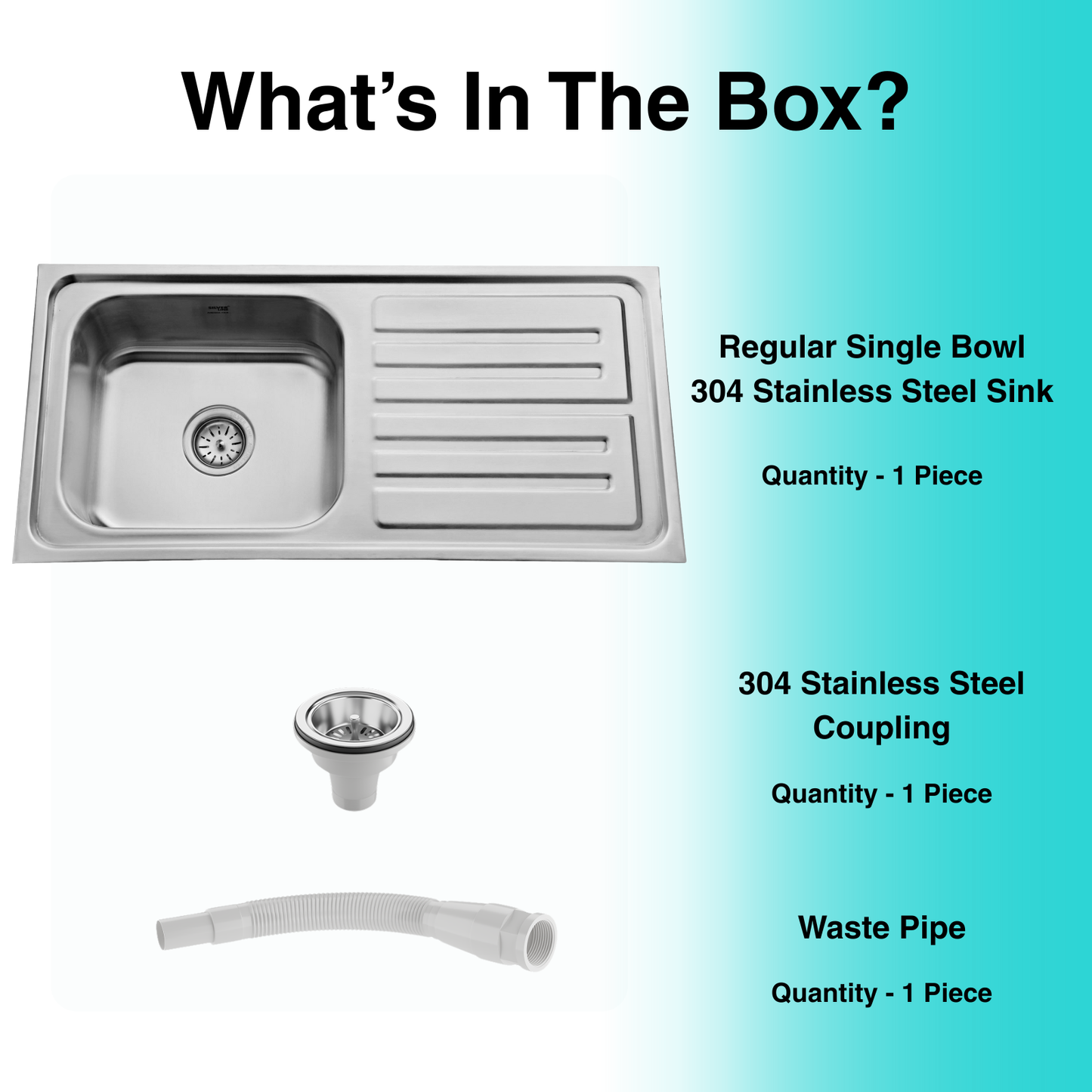 Regular Series Single Bowl With Drainboard 304 Grade Kitchen Sink (37" x 18" x 8")