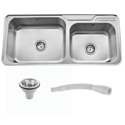 Regular Series Double Bowl 304 Grade Kitchen Sink (42" x 20" x 8")