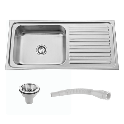 Regular Series Single Bowl With Drainboard 304 Grade Kitchen Sink (40" x 20" x 8")