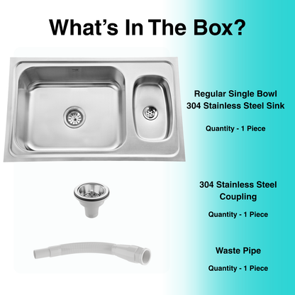 Regular Series Single Bowl with Vegetable Bowl 304 Grade Kitchen Sink (32" x 20" x 8")