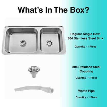 Regular Series Double Bowl 304 Grade Kitchen Sink (40" x 20" x 8")