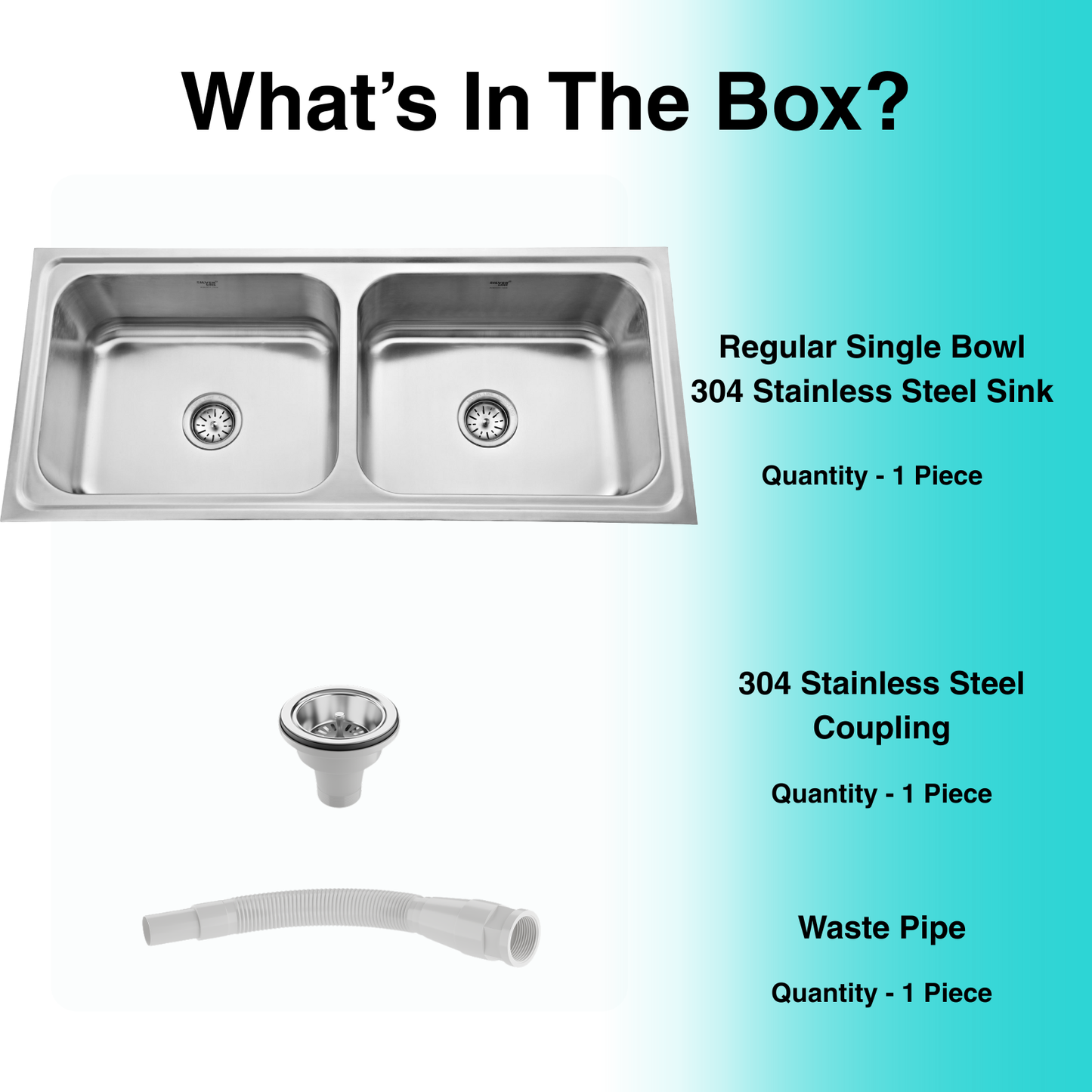 Regular Series Double Bowl 304 Grade Kitchen Sink (45" x 20" x 8")