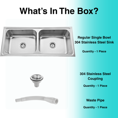Regular Series Double Bowl 304 Grade Kitchen Sink (45" x 20" x 8")