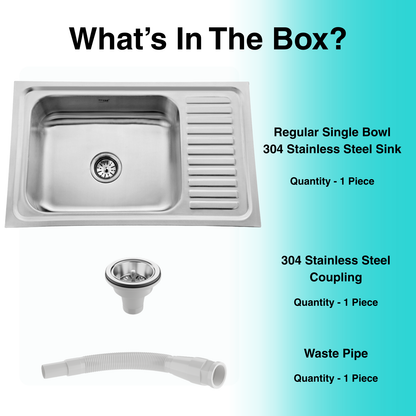 Regular Series Single Bowl With Drainboard 304 Grade Kitchen Sink (32" x 20" x 8")