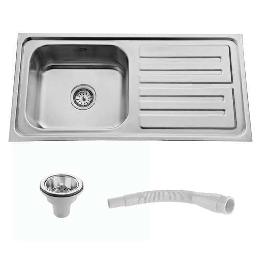 Regular Series Single Bowl With Drainboard 304 Grade Kitchen Sink (37" x 18" x 8")