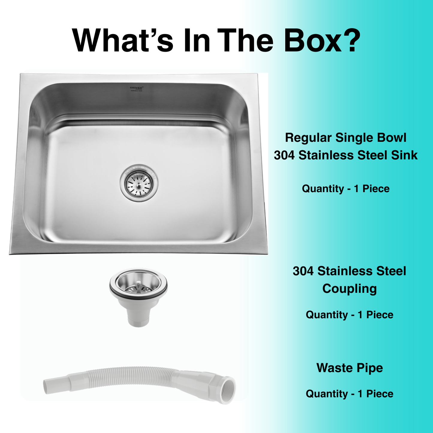 Regular Series Single Bowl 304 Grade Kitchen Sink (26" x 20" x 9")