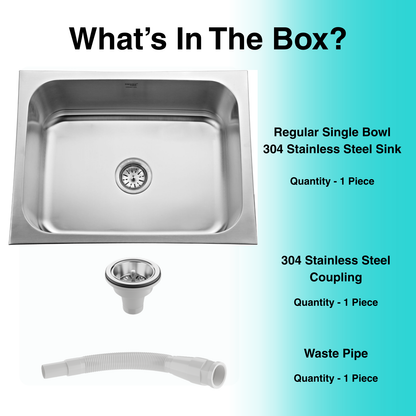 Regular Series Single Bowl 304 Grade Kitchen Sink (26" x 20" x 9")
