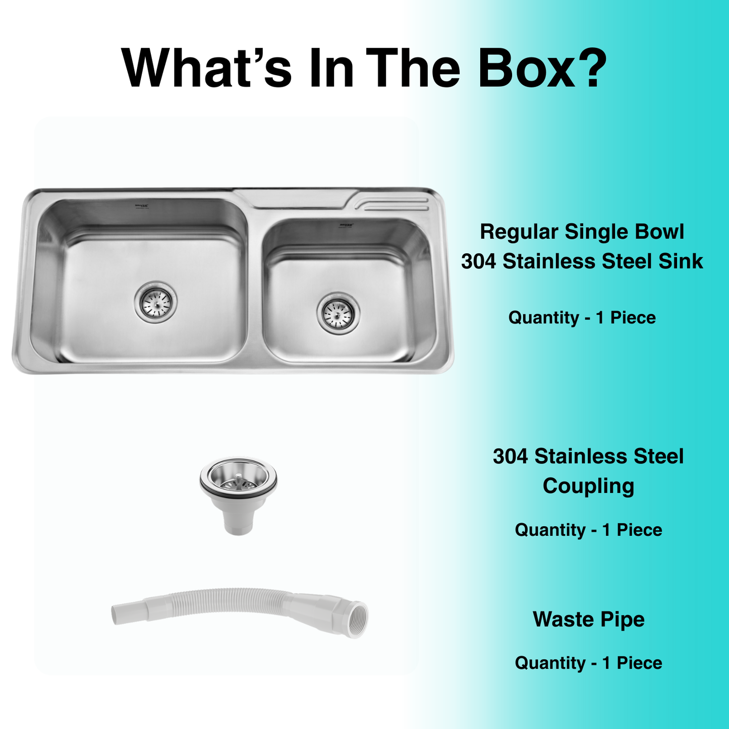 Regular Series Double Bowl 304 Grade Kitchen Sink (42" x 20" x 8")
